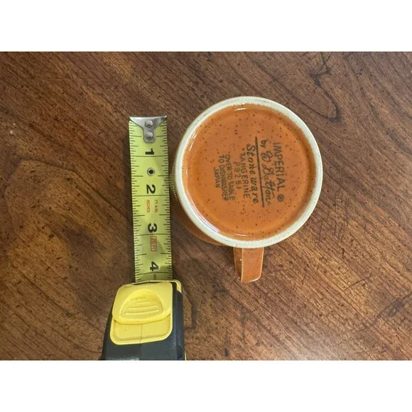 Vintage Set of 6 Imperial Japanese Stoneware Mugs Imperial MCM Orange Glaze - Picture 7 of 7